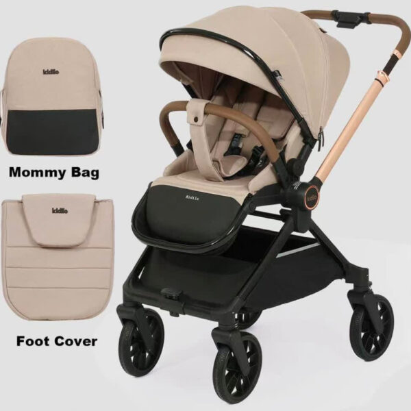 کالسکه کیدیلو D900 کرم خاکی با کیف و کاور KIDILO